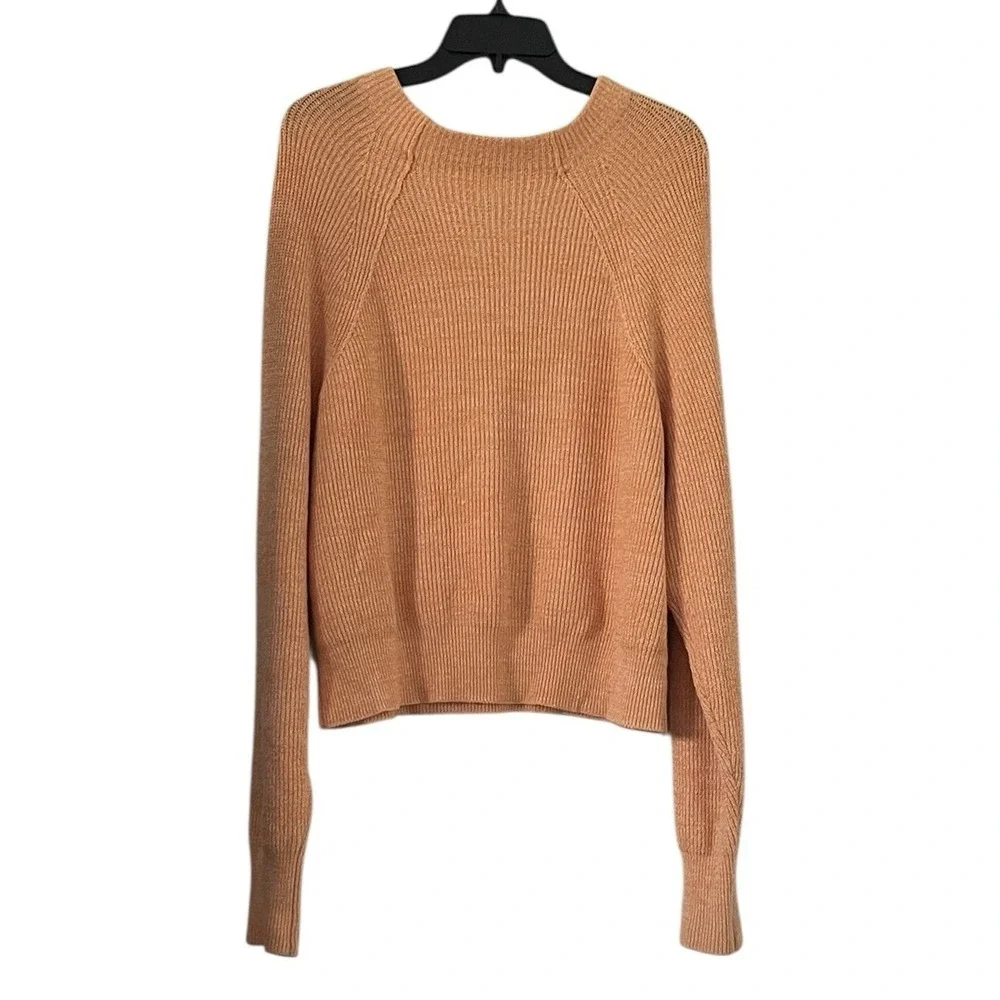 Free People Women's Orange Zest Too Good Ribbed‎ Pullover Sweater Size M